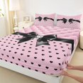 thumbnail image 3 of Manfei Black Coquette Bow Fitted Sheet Full,Minimalist Geometric Polkadot Bed Set,3pcs,1 Fitted Sheet and 2 Pillowcases, 3 of 6