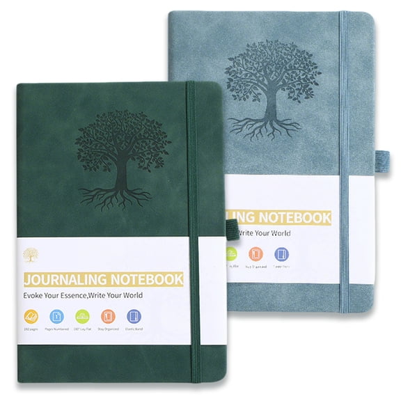 MerryNine Lined Journal Notebook, Embossed Hardcover Notebook, 192 Pages, A5-8.3" x5.7", 2 Pack