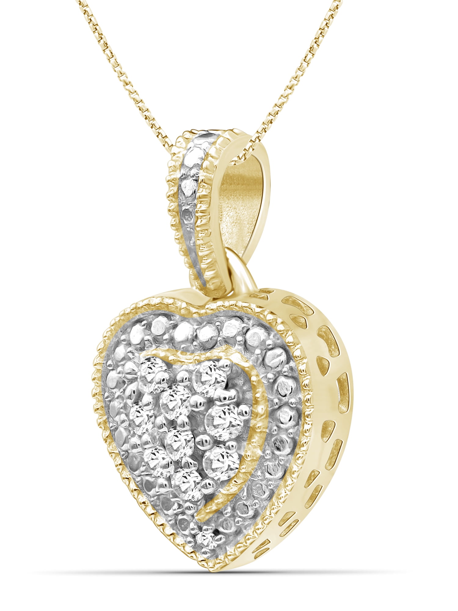 JewelersClub 1/3 Carat T.W. White Diamond 14k Gold Over Silver 3 Piece Heart Jewelry Set
