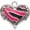 Hot Pink, variant on Silver Plated Hot Pink Tiger Print Heart - Engraved Cor Cordium Heart Locket Necklace, 17.5"+2" Extender