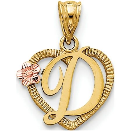 14k Two Tone Gold Initial D In Heart 16x22mm Pendant Charm Canada - Gold Initial D Pendant Necklace 14k Two Tone Gold Initial D In Heart 16x22mm Pendant Charm Canada - Gold Initial D Pendant Necklace