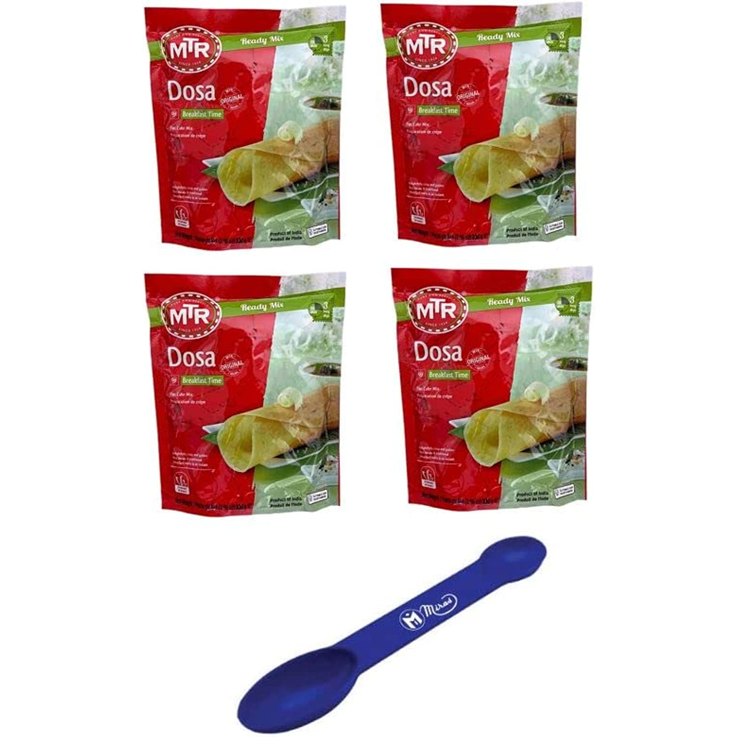 (Pack Of 4) Mtr Instant Mix Dosa (Pan Cake Mix) 7.05Oz (200G) (Free Miras 2In1 Measuring