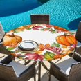 thumbnail image 6 of Orange Pumpkins Round Tablecloth, Fitted Table Cover with Elastic for 36"-44" Round Tables, Farmhouse Botanical Leaves Vintage Table Cloth Outdoor Indoor Dinning Party Waterproof Tablecloths, 6 of 7