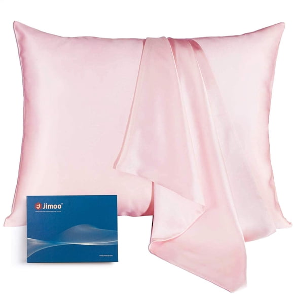 Funda de almohada de seda natural J JIMOO 22 Momme 600 thread Count 100% seda de morera rosa claro estandar 20''?26'' 1pcs