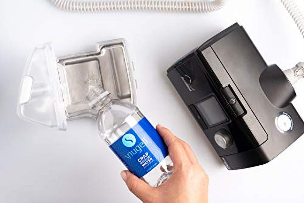 Distilled Water for CPAP Humidifiers by Snugell , 24 Bottle Pack 12oz H20 , Travel Friendly , 12oz H2O , Made in USA ,