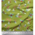 thumbnail image 1 of Soimoi Green polyester Crepe Fabric Red Berries & Holly Leaves Print Fabric by the Yard 52 Inch Wide, 1 of 3