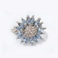 thumbnail image 3 of Simple Sunflower Ring for Women with Light Blue Zircon Alloy Inlaid Artificial Gemstone Diamond Treatment, 3 of 5