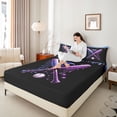 thumbnail image 3 of Erosebridal Purple Dripping Black Background Crossed Baseball Bats & Helmet Graphic Full Size Sheets 4-Piece, Sport Graphic Bed Sheets for Girls Kids,Breathable Home Decor, 3 of 5