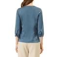 thumbnail image 3 of Allegra K Women's Satin Blouse Casual Solid Long Sleeve V Neck Top Shirts, 3 of 5