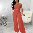 thumbnail image 2 of 2 Piece Set for Women Wide Leg Pant with Sleeveless Strapless Tube Top Summer Casual 2PCS Outfits, 2 of 6
