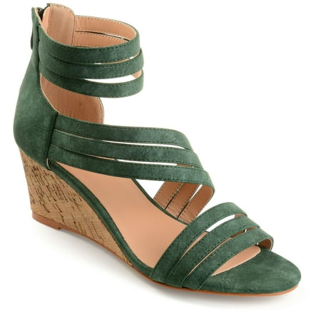 Apepazza Leather Wedges - Womens Strappy Faux Leather Faux Cork Wedges
