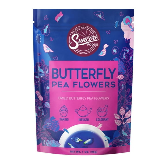 Suncore Foods Gluten-Free Butterfly Pea Flowers Bloom, 1.0oz, Tea, No Caffeine