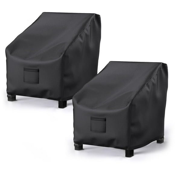 Bgsha Lot de 2 Housses de Chaise de Jardin Imperméables 600D Noires Ou Brunes Housse de Chaise de Patio Imperméable Accessoires de Mobilier d'Extérieur