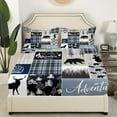 thumbnail image 5 of Rustic Deer Bear Bedding Set, Country Farmhouse Bed Sheets Cabin Lodge Decor, Adventure Camping Grid Claw Fitted Sheet Woodland Wild Animal Vintage Sheets Teens Adult, Twin, 5 of 5