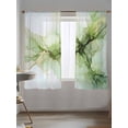 thumbnail image 5 of Sage Green Marble Sheer Curtains 2 Panels Set Green Ombre Artwork Lihgt Filtering Rod Pocket Voile Drape, Semi Sheer Window Curtains for Bedroom Living Room, 52"x72", 5 of 5