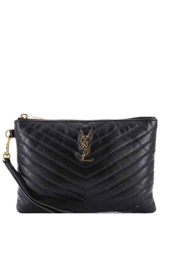 Pre-Owned Classic Monogram Wristlet Pouch Matelasse Chevron Leather Small By Rebag