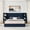 Dark Blue, variant on Velvet Platform Bed Queen Size with Storage Headboard and Bookcase, Grounded Wood Bed Frame with Wood Slats and Center Support, No Box Spring Needed, Biege
