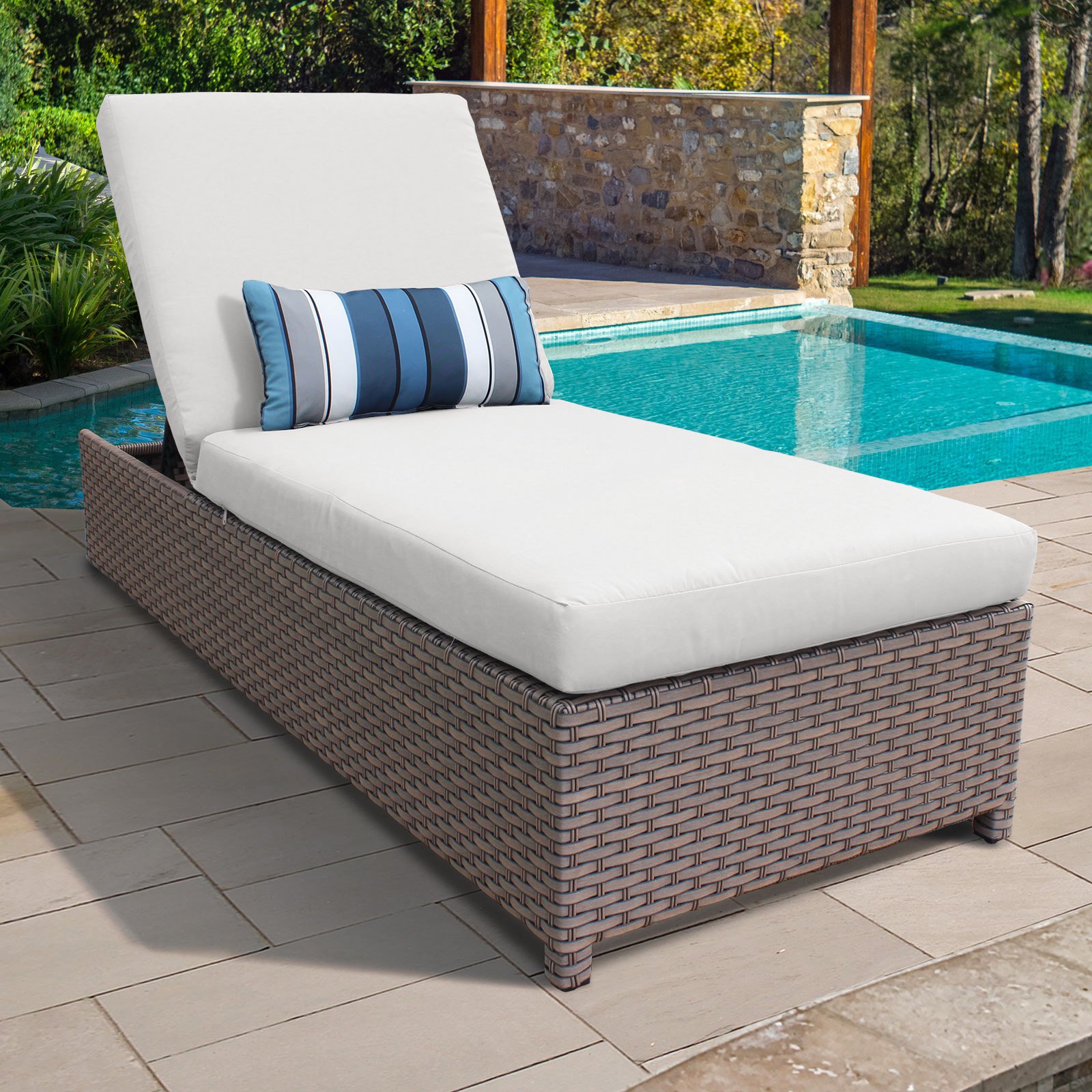 TK Classics Florence Wheeled Wicker Outdoor Chaise Lounge Chair - image 3 of 11