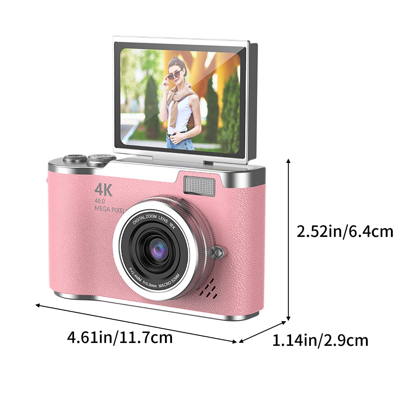 Student Digital Camera 2.4" Flip-Screen 48MP Max Interpolation, 1080P HD Video, 8x Digital Zoom, Night-Vision Flash, 800 mAh Rechargeable, Anti-Shake, Built-In Mic & Speaker, Supports 64 GB Micro SD