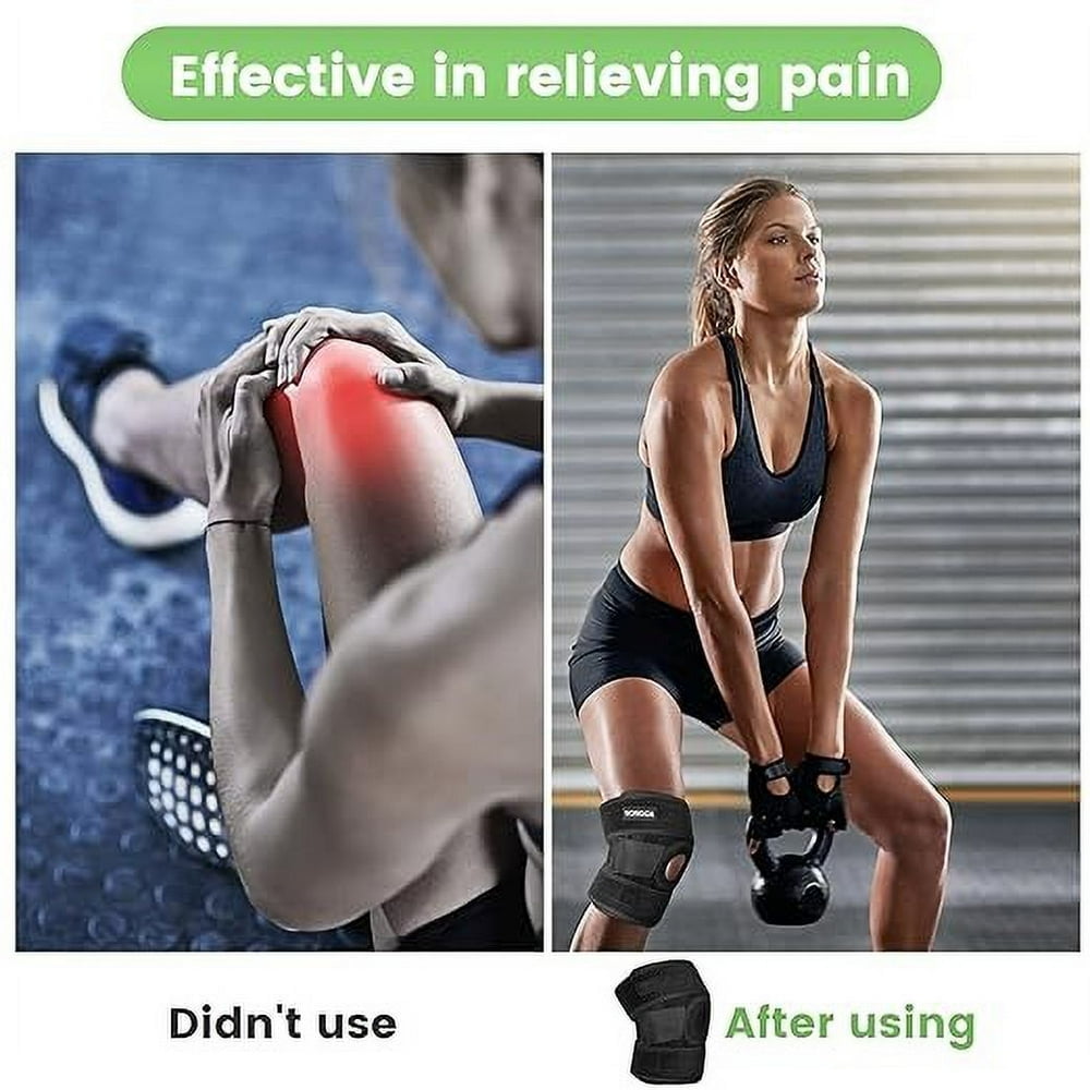 EIMELI 2 Pack Knee Brace with Lateral Stabilizers for Meniscus Tears Knee Pain ACL Medial Collateral Ligament Injury Recovery Adjustable Knee Support for Men Women for Knee Pain Support F
