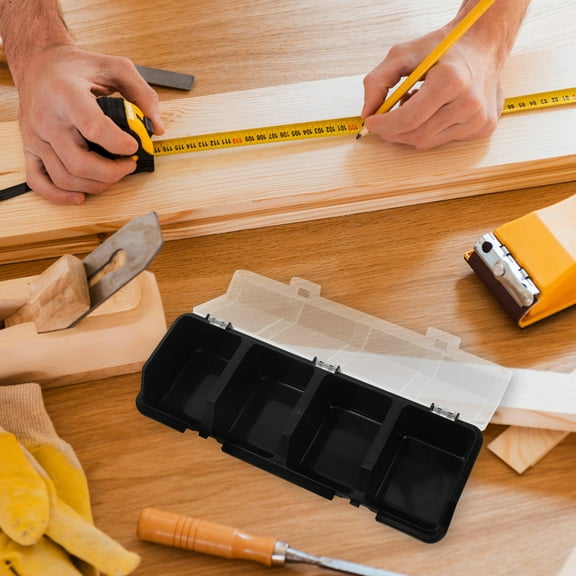 OUNONA  2 Pcs Small Parts Organizer Nail and Screw Containers Tools Black