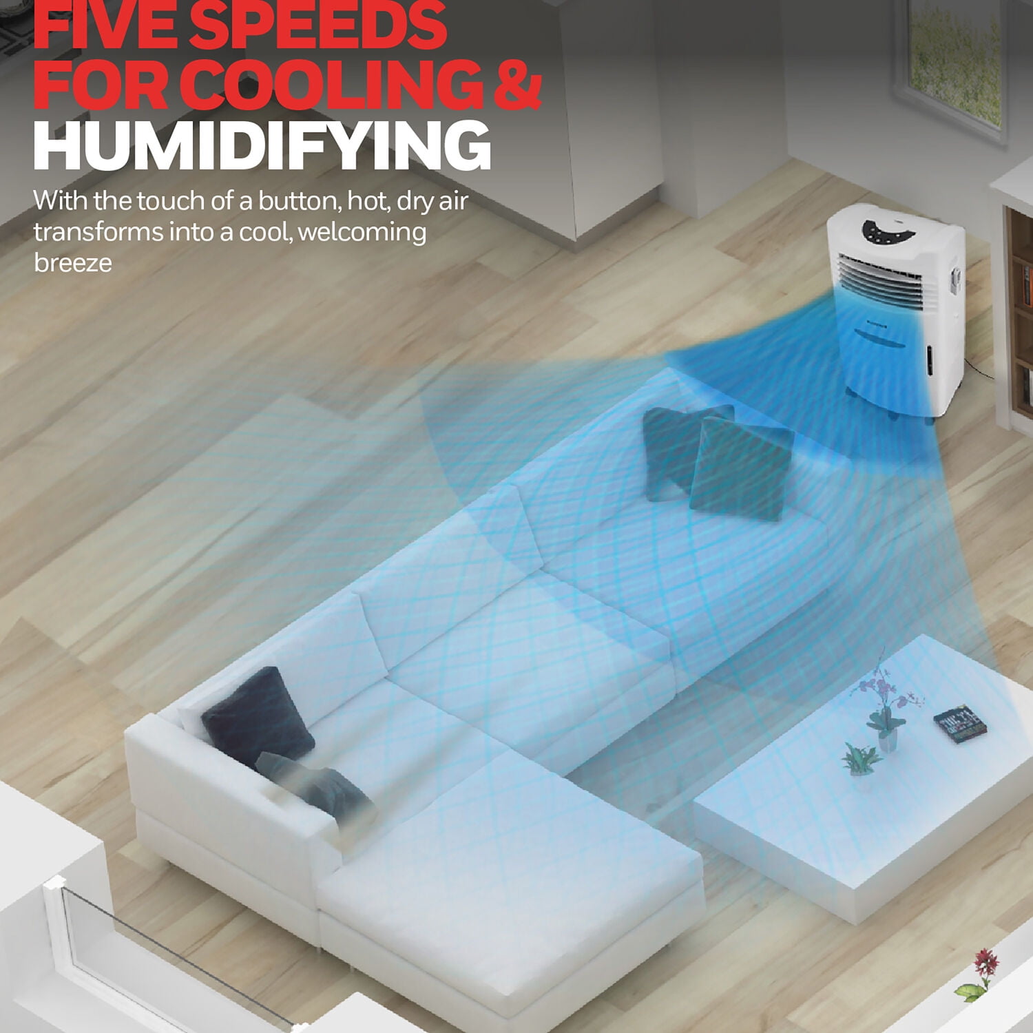 Honeywell 470 CFM Portable Indoor Evaporative Cooler with Remote Control, CL201AEWW