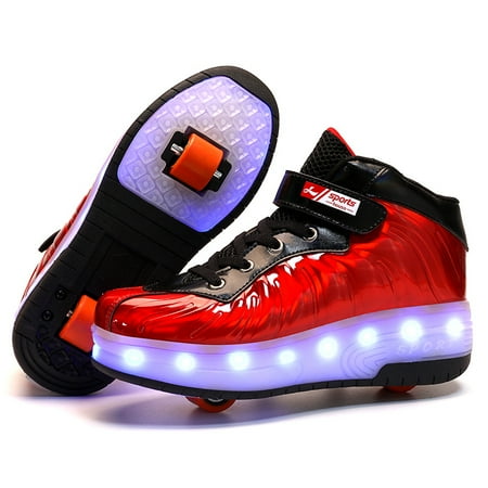 

Unisex Wheel Shoes Kids LED Light up USB Charge Roller Skate Flashing Sneakers for Girls Boys Gift