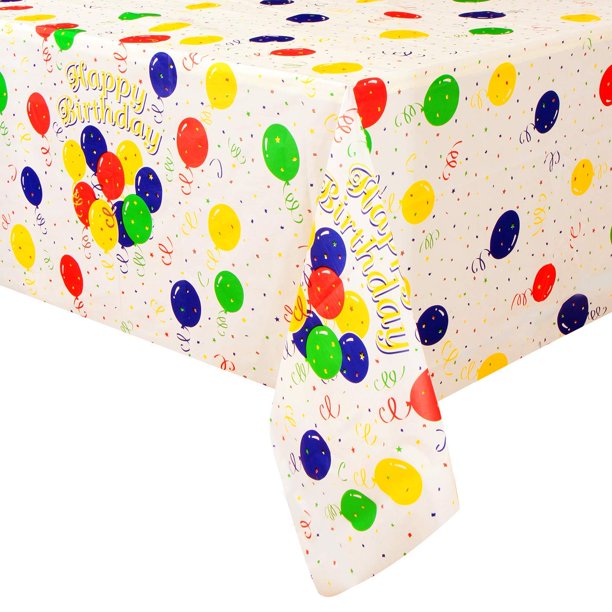 Plastic Tablecloth Rectangle Table Covers Disposable for Party, Happy Birthday,Girl Baby
