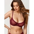 thumbnail image 2 of Women's Balconette Lace Bra See Through Demi Sheer Mesh Plus Size Underwire, 2 of 7