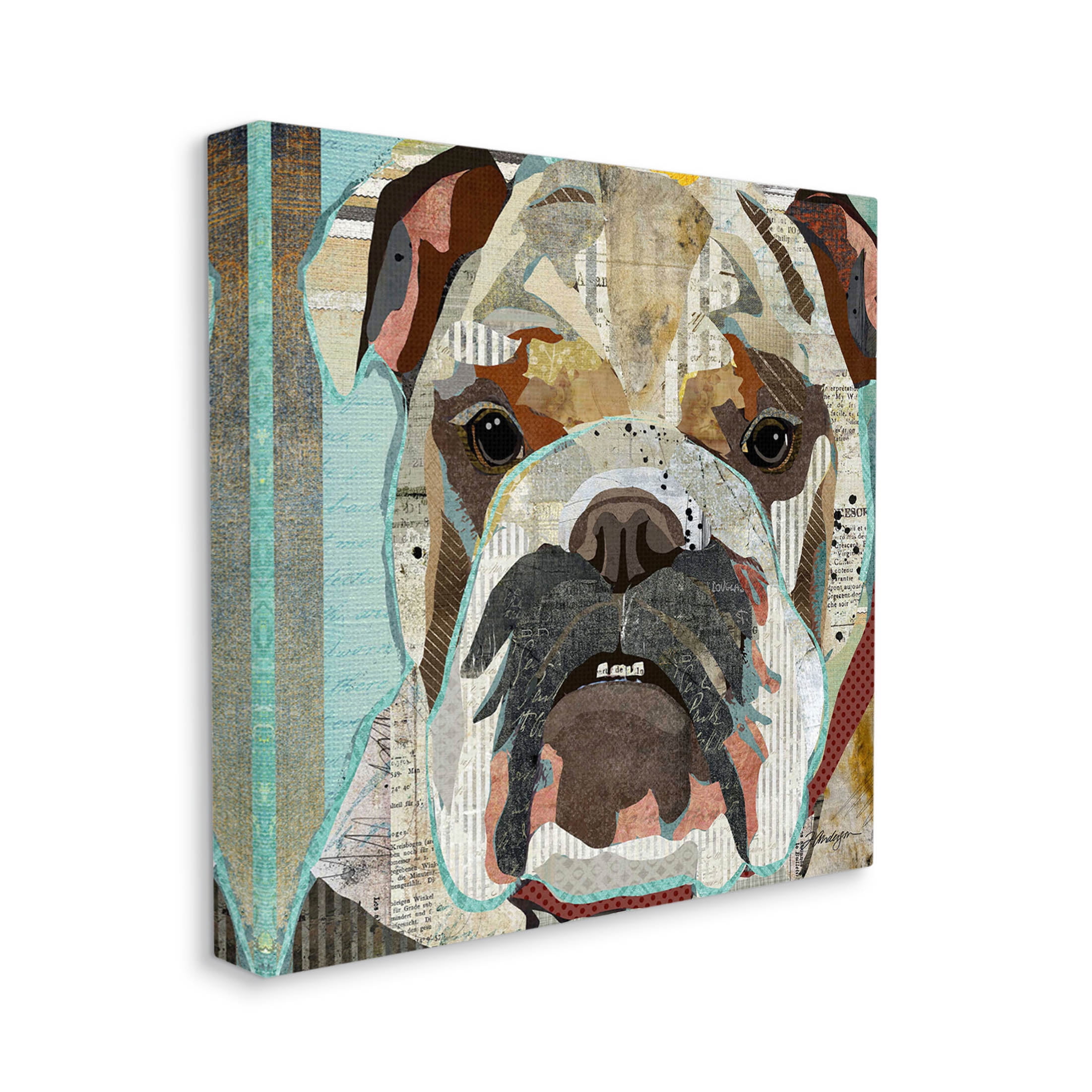 Stupell Industries Bulldog Pet Portrait Text Collage Graphic Art Gallery Wrapped Canvas Print Wall Art, Design by Traci Anderson