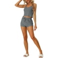 thumbnail image 2 of INSPIRE CHIC Women's Pajama Sets Knit Cami Tops with Shorts 2 Pcs Lounge Sleepwear M Dark Gray, 2 of 6