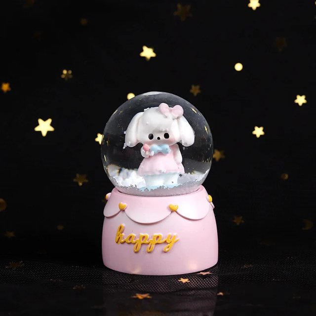 Bola de cristal decorativa para mujer, decoración de dormitorio de ensueño, bola de cristal, regalo de Año Nuevo 2024, copo de nieve, caja de octava brillante, Material de resina
