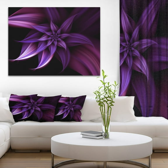 Designart 'Fractal Flower Purple ' Floral Art Canvas Print