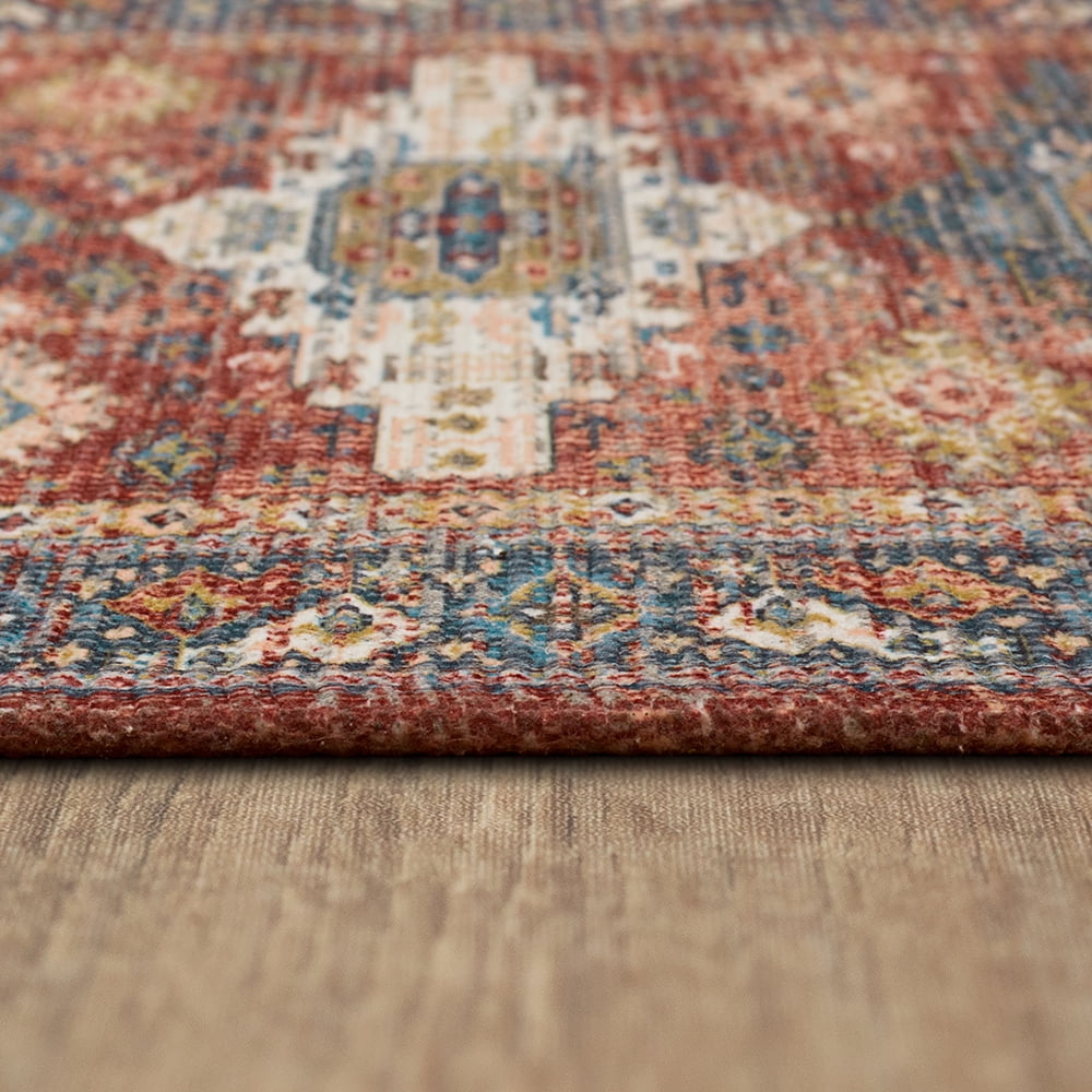 Mainstays Wexford Low Pile Stain and Fade Resistant Machine Washable Indoor Red Runner Rug, 20 in x 60 in