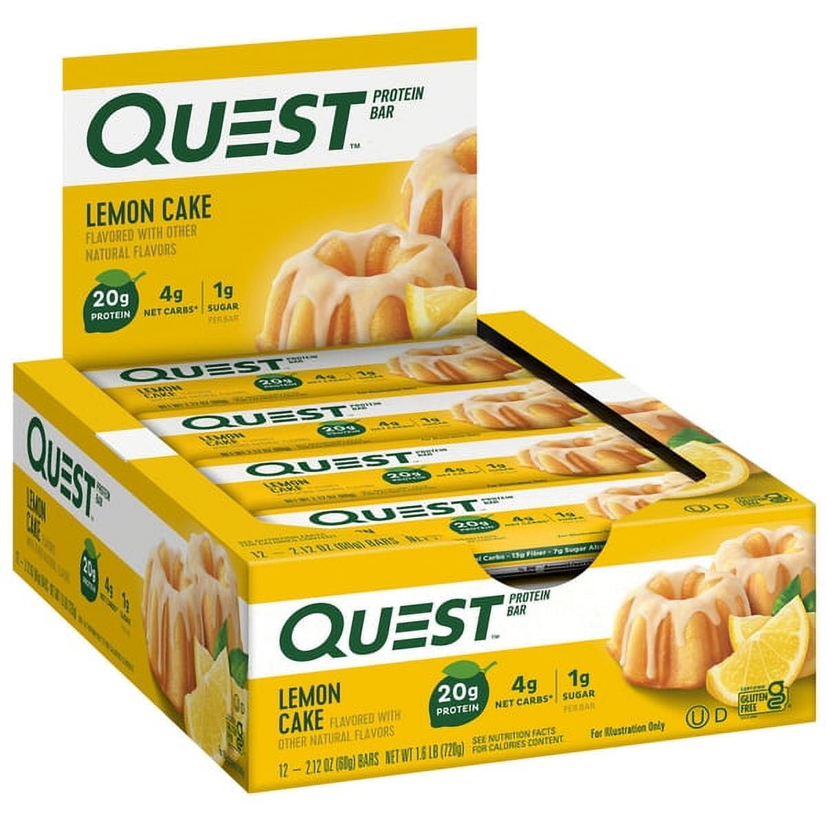 Quest Protein Bar, Lemon Cake Flavored, High Protein, Keto-Friendly,  12 Count