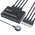 thumbnail image 1 of KCEVE USB 3.0 Switch, USB Switcher Selector 4 Computer Sharing 4 USB Devices Printer, Scanner, Mouse, Keyboard, Compatible with Mac/Windows/Linux, with 4 Pack USB 3.0 Cables, 1 of 3