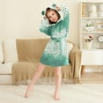 thumbnail image 3 of FORMRS Niños Bathrobe Unisex Hooded Robe Soft Plush Pajamas Sleepwear, Size 10-12T, Green and White Pattern, 3 of 7