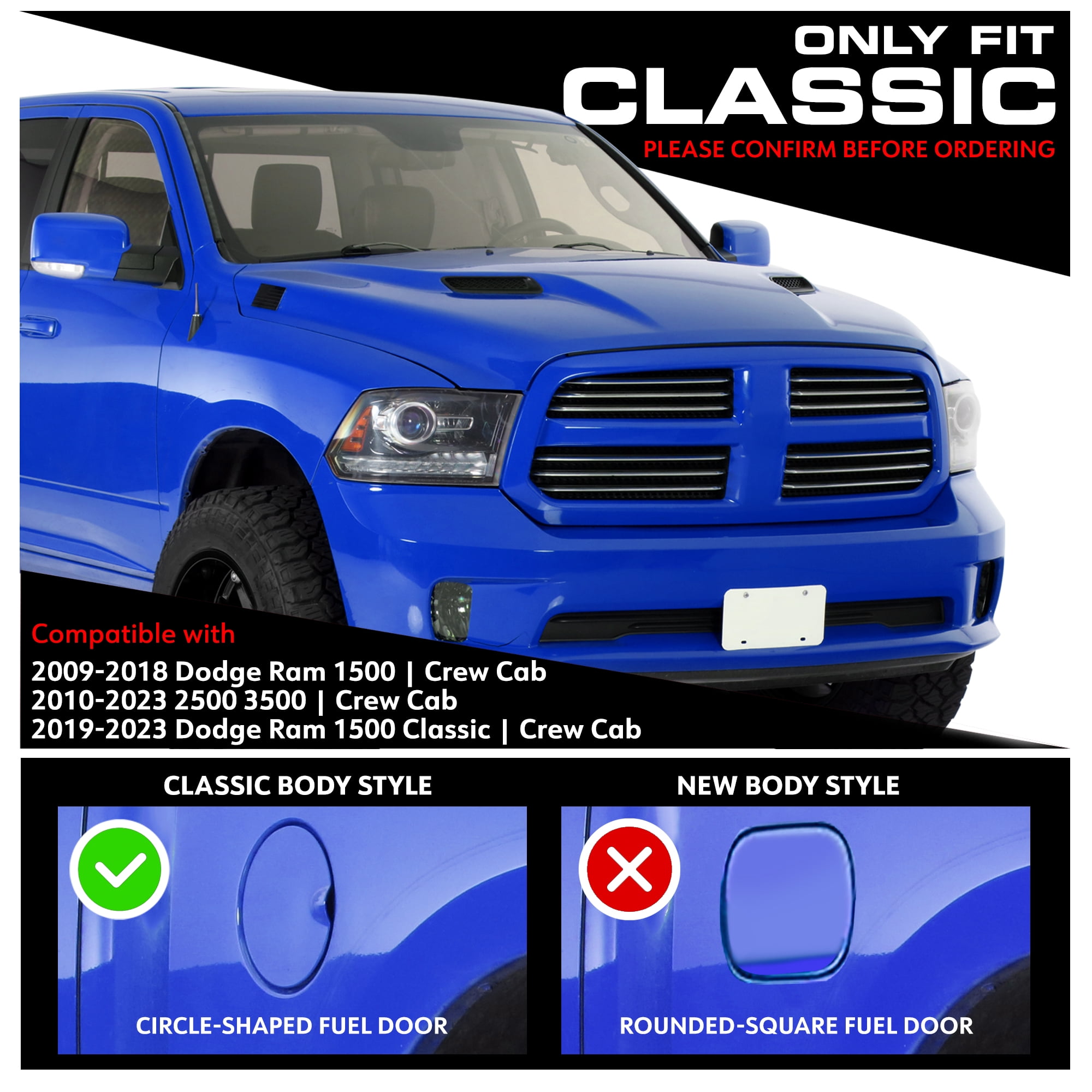 Tyger Auto 3.5" Rider Oval Tube Running Boards Compatible with 2009-2018 Dodge Ram 1500; 2010-2026 2500 3500; 2019-2024 Classic | Crew Cab | TG-SS2D64681 | Side Step Rail Nerf Bars