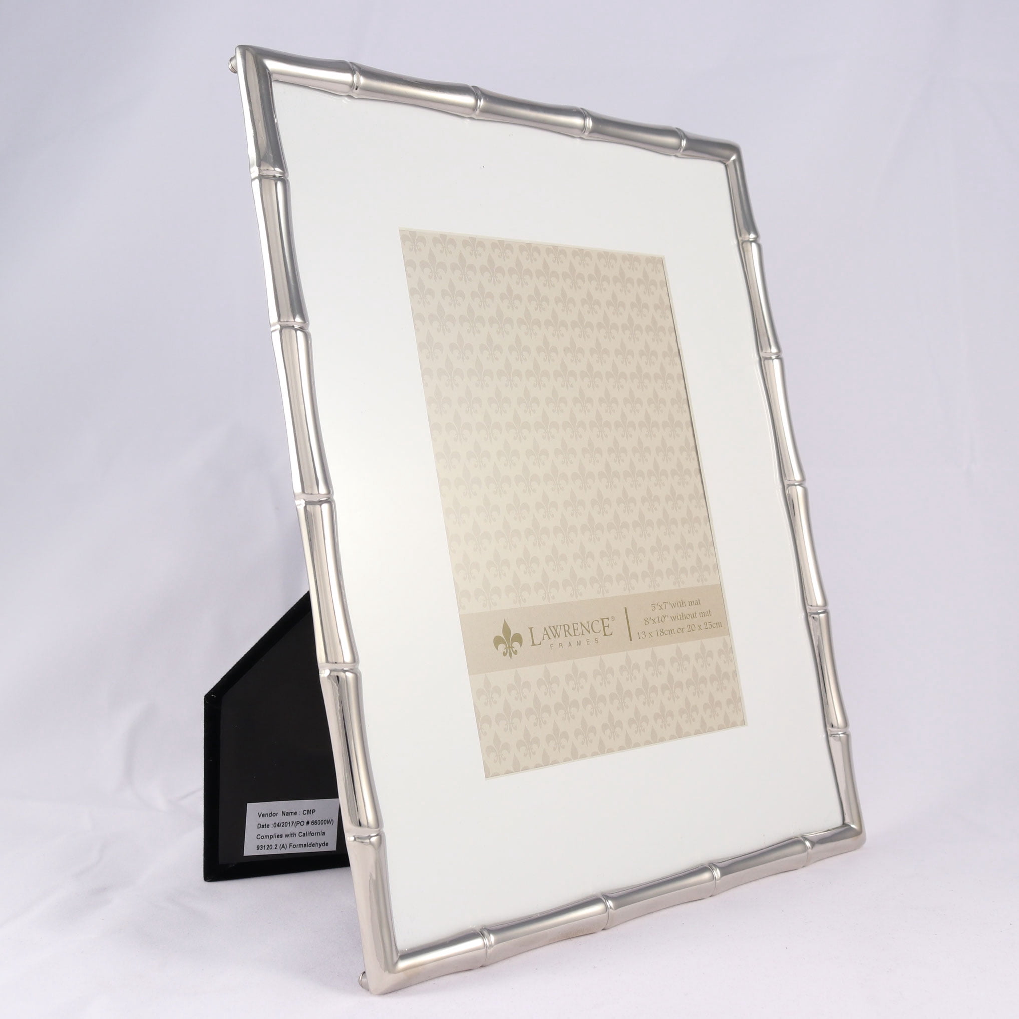 Lawrence Frames 710180 Silver Metal Bamboo 8x10 Matted for 5x7 Picture Frame