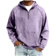 thumbnail image 2 of Ceisia Men's Loose Fit Washed Distressed Denim Half-Zip Hooded Pullover Sweatshirt Gifts, 2 of 6