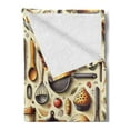 thumbnail image 2 of Ambesonne Cooking Themed Fleece Throw Blanket Chef Food Kitchen 70"x90" Cream and Orange, 2 of 5