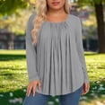 thumbnail image 2 of Hauts pour Femmes Grande Taille, Chemises Décontractées à Manches Longues Coupe Décontractée, Blouses à Col Rond T-Shirt Surdimensionné Confortable, Tenue d'Intérieur Tendance 2026 pour Usage Quotidien, 2 of 5