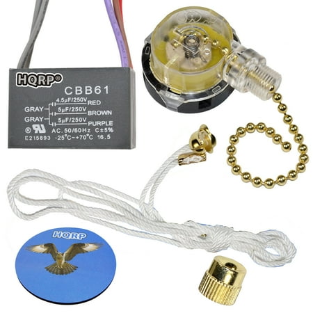 Hqrp Kit Ceiling Fan Capacitor Cbb61 4 5uf 5uf 5uf 5 Wire