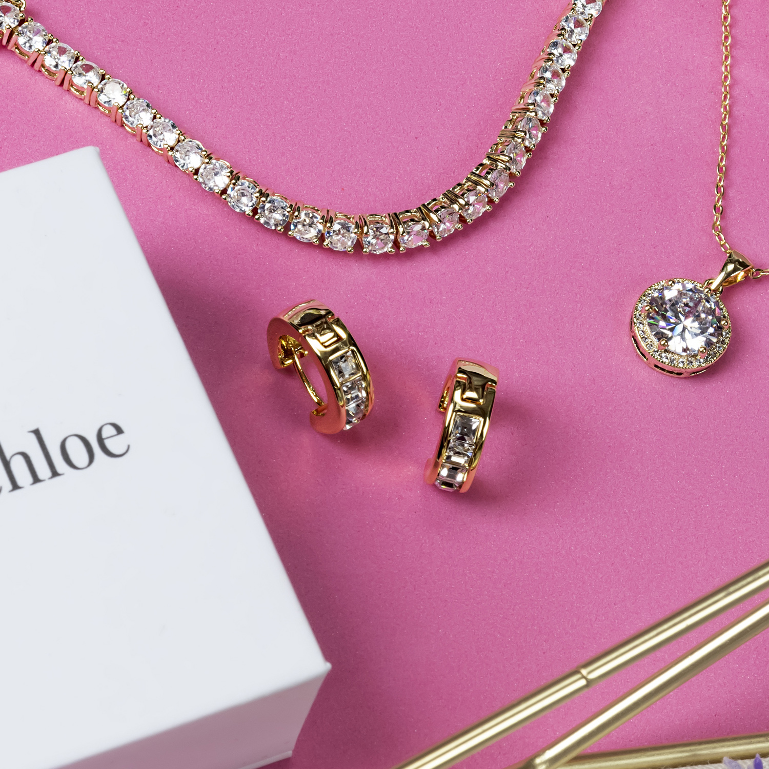 Cate & Chloe Giselle 18k Rose Gold Plated Hoop Earrings | Women's Crystal Earrings, Gift for Her - image 5 of 11