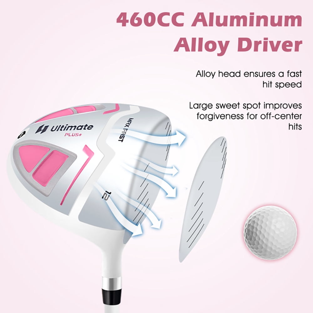 Barara King Golf Carry Bag Set ,Golf Cart Bag Set,Women's Complete Golf Club Set Right Hand with Rain Hood-Pink
