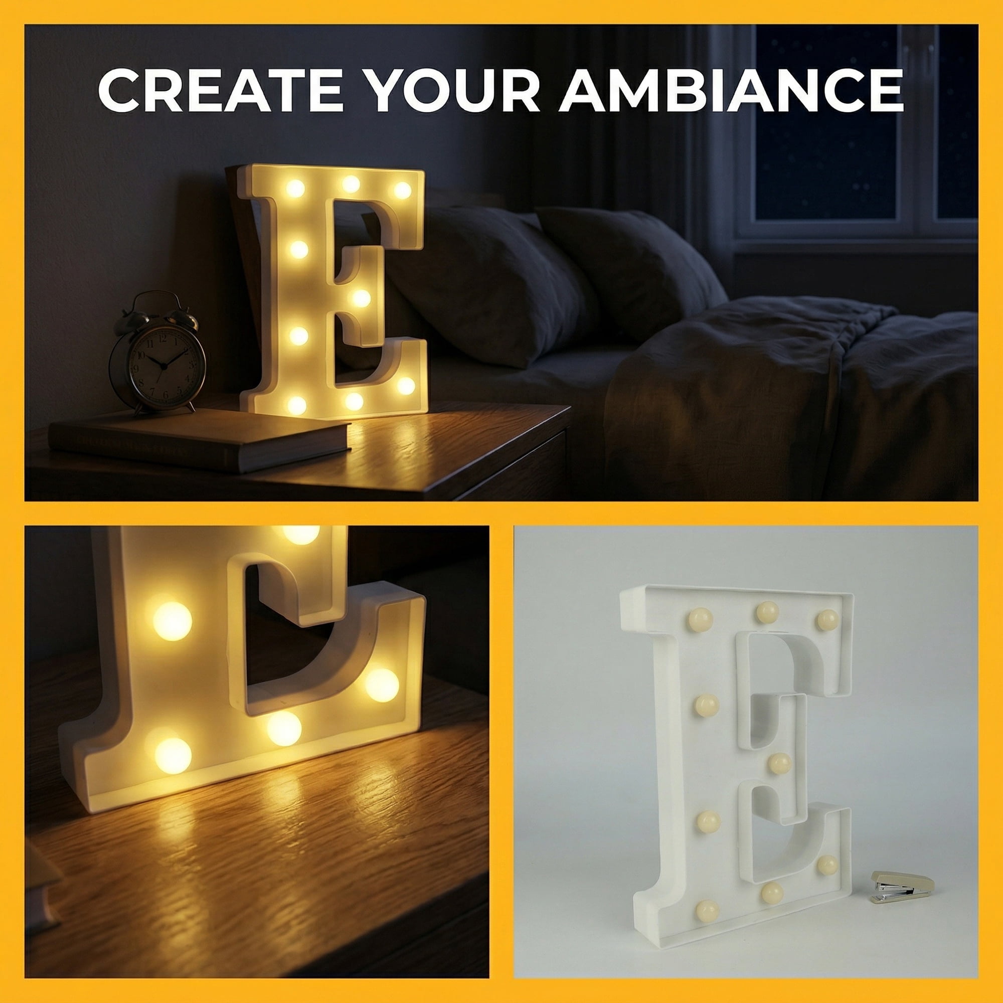 Unique Bargains Marquee Letters With Lights LED Light Up Signs Letter  E 6.5"L x 1.5"W x 8.5"H