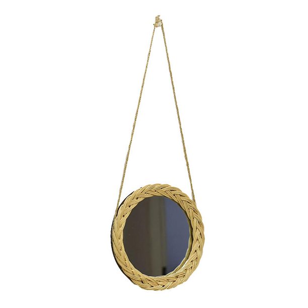 B Espejo de pared colgante de ratán, decoración artística innovadora, espejos de maquillaje para apartamento, sala de estar y baño