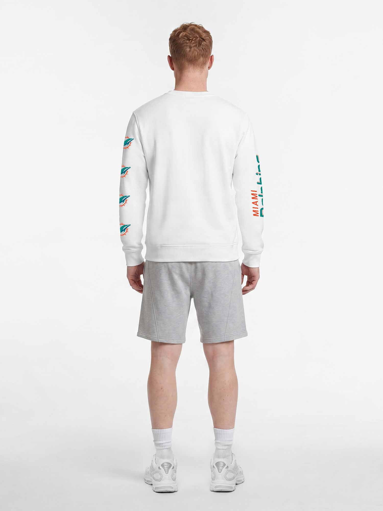 Miami Dolphins Reebok Mens White Crew Sweatshirt