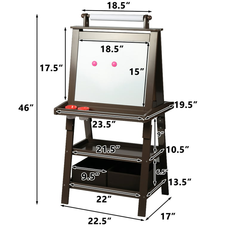 AIYAPLAY Children's easel Double-sided Whiteboard and Whiteboard easel  Height Adjustable 3-in-1 Drawing Art Easel with Paper Roll  40x56x107/112/117 cm Grey - AliExpress