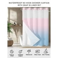thumbnail image 7 of No Hook Ombre Blue Pink Shower Curtain with Snap in Liner Set, Abstract Art Waterproof Fabric Bathroom Curtains with See Through Top Window, Hotel Style Small 36 x 72 Inch, 7 of 7
